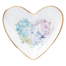 Load image into Gallery viewer, Violet Floral Heart Glass Trinket Tray - Adoration Apparel | Christian Shirts, Hats, for Women, Men and Toddlers