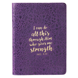 LuxLeather I Can Do All This Handy-sized Journal- Philippians 4:13 - Adoration Apparel | Christian Shirts, Hats, for Women, Men and Toddlers