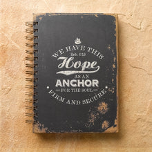 Load image into Gallery viewer, Hope As An Anchor Large Hardcover Wirebound Journal - Adoration Apparel | Christian Shirts, Hats, for Women, Men and Toddlers