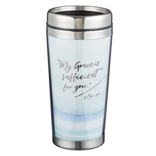 Load image into Gallery viewer, My Grace is Sufficient - 2 Corinthians 12:9 Polymer Travel Mug - Adoration Apparel | Christian Shirts, Hats, for Women, Men and Toddlers