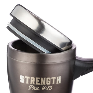 Strength Stainless Steel Travel Mug - Adoration Apparel | Christian Shirts, Hats, for Women, Men and Toddlers